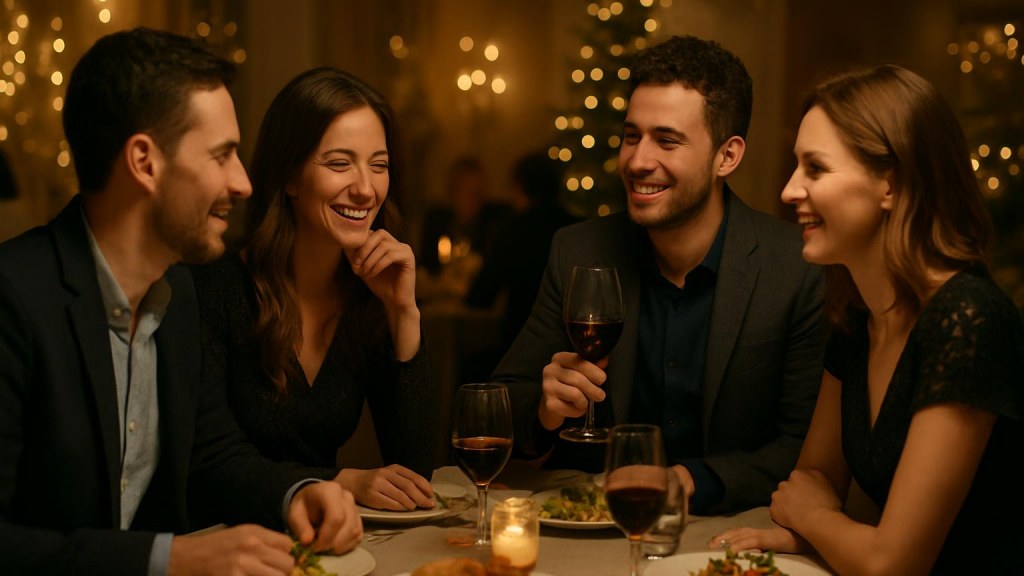 Gruppo di adulti in contesto sociale per Capodanno